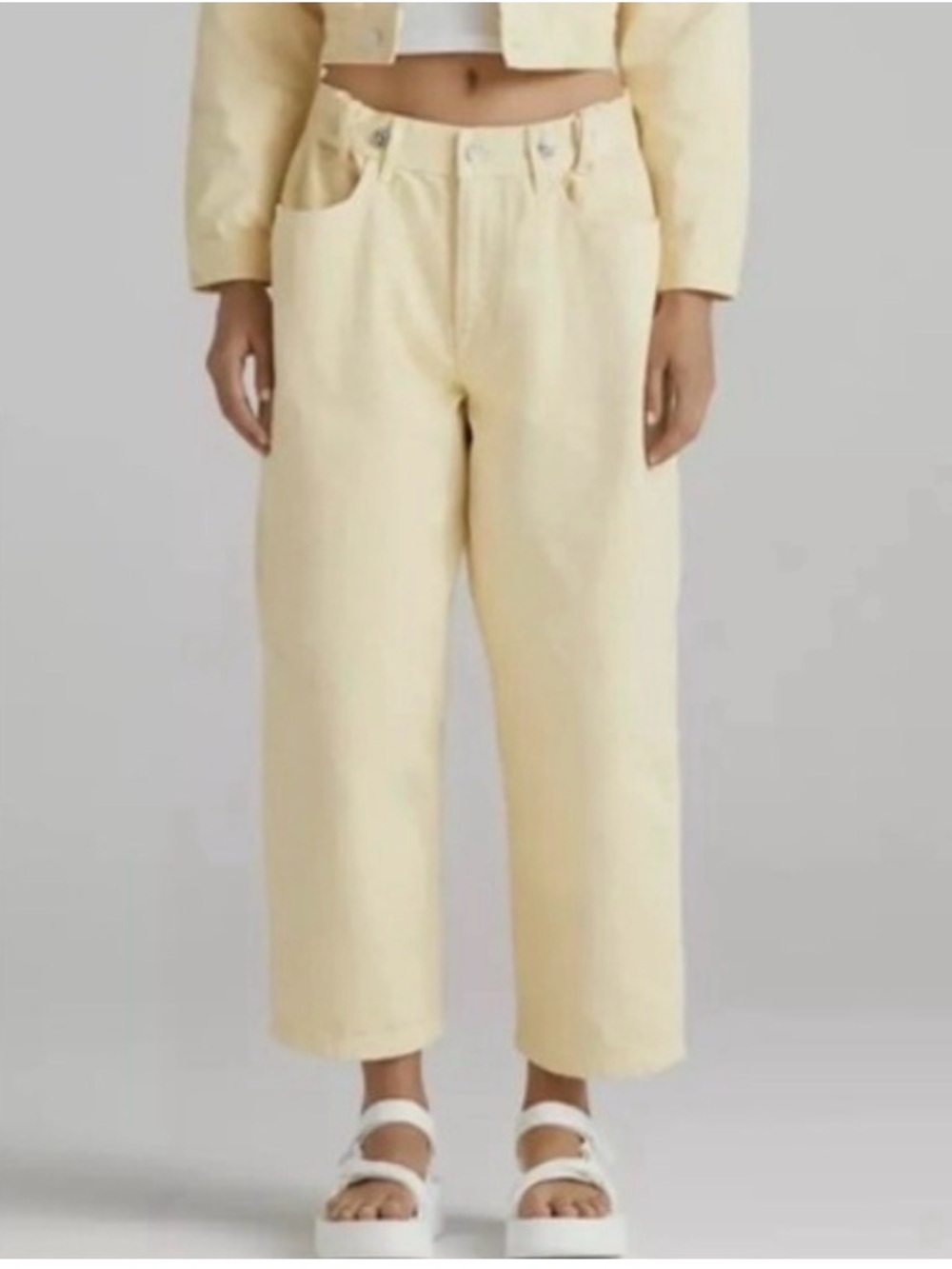 Edwin Pale Yellow Cropped Ankle Jeans